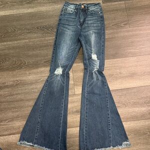 Women's Flared Distressed Jeans